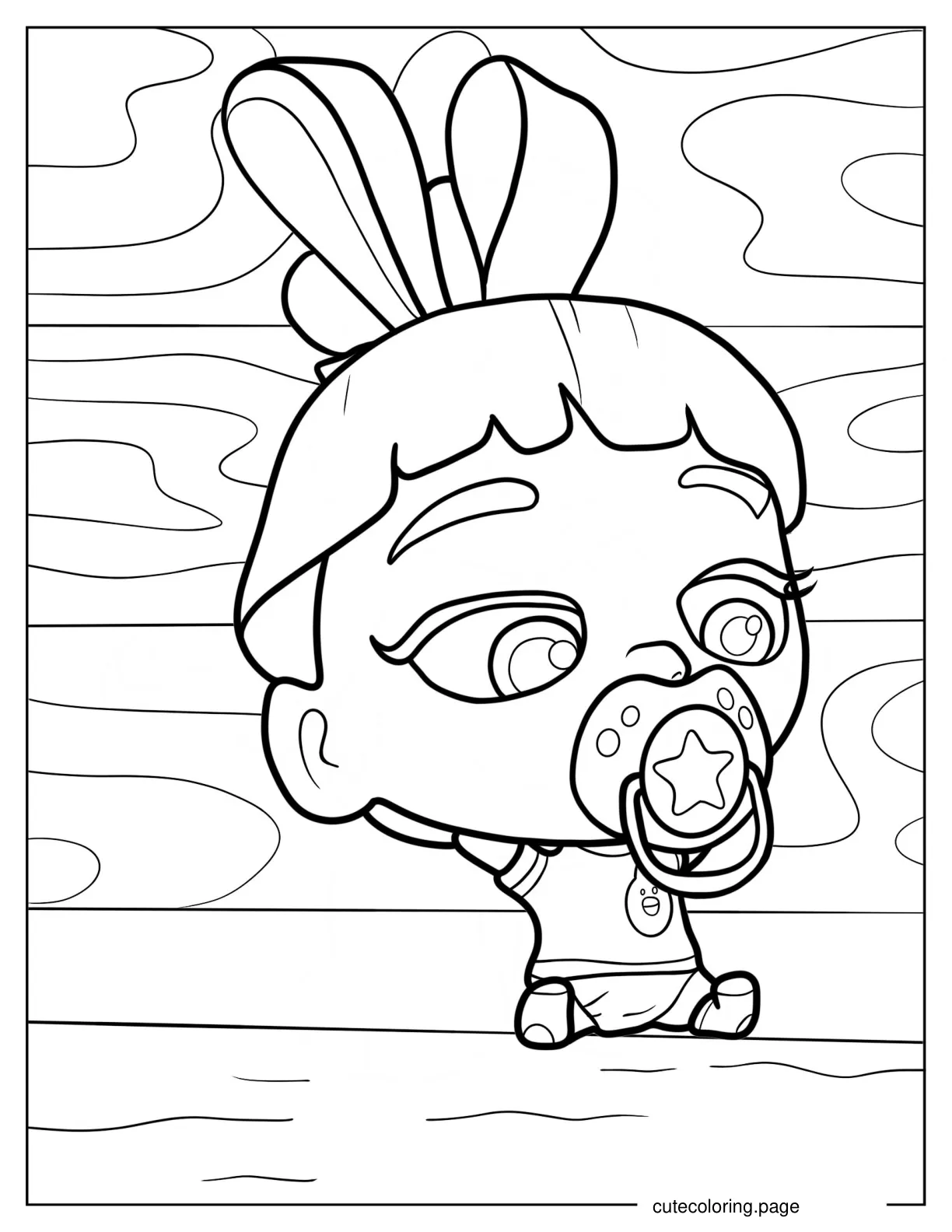 Baby Abby Hatcher Wearing Pacifier Coloring Sheet coloring page