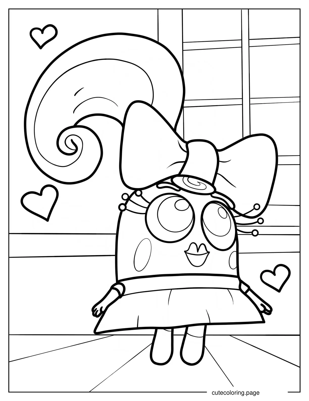 Kawaii Harriet Boufant With Hearts Coloring Sheet For Kids coloring page