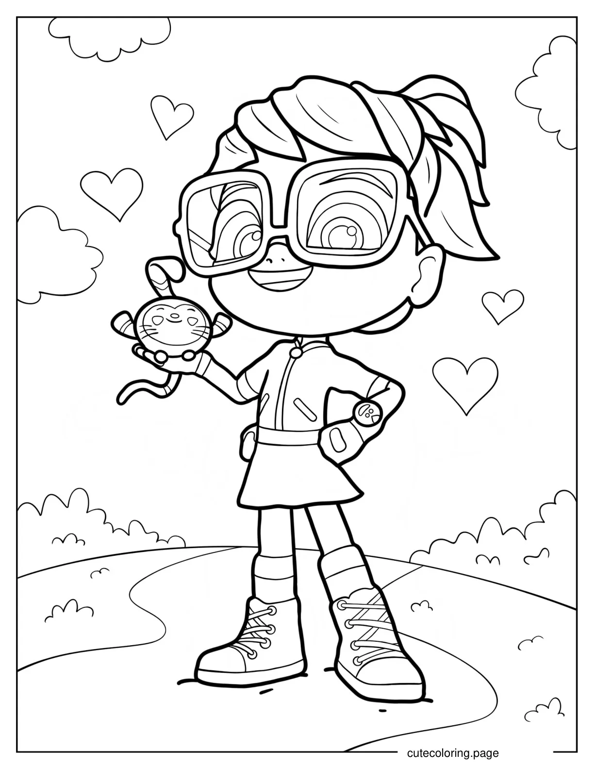 Simple Abby Hatcher Holding Teeny Terry Coloring Sheet For Kids coloring page