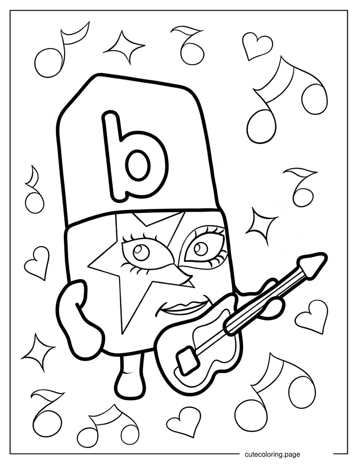 Alphablock B Playing A Guitar Coloring Page coloring page