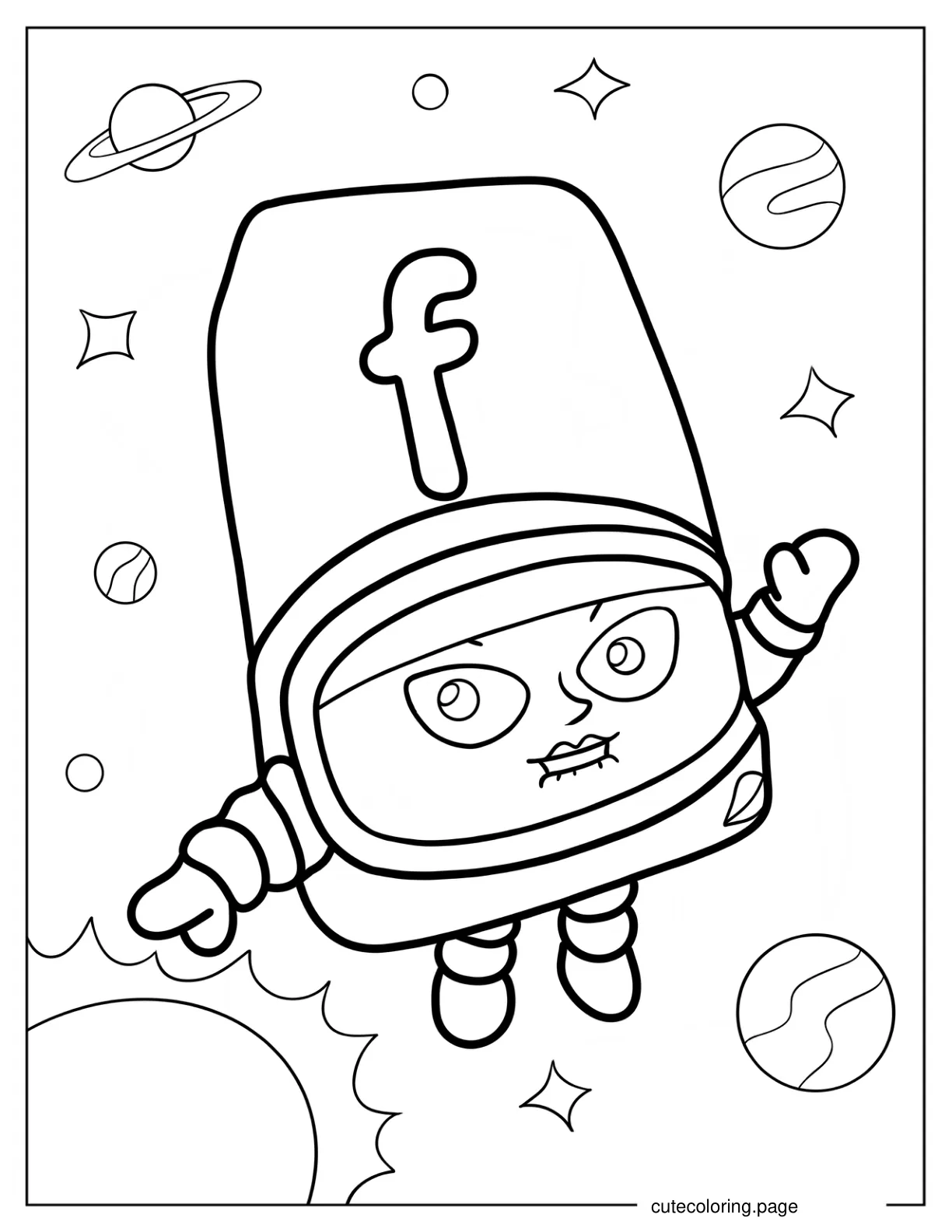 Alphablock F Floating In Space coloring page