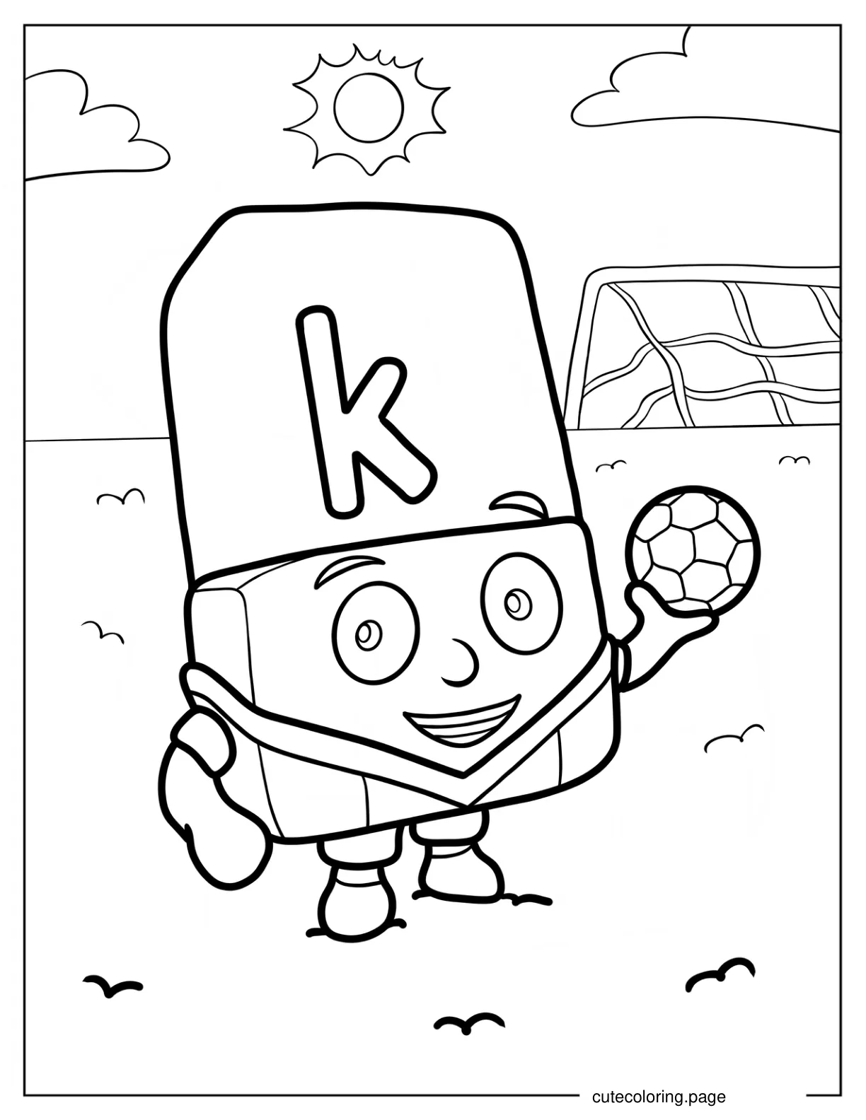 Alphablock K Holding A Soccer Ball coloring page