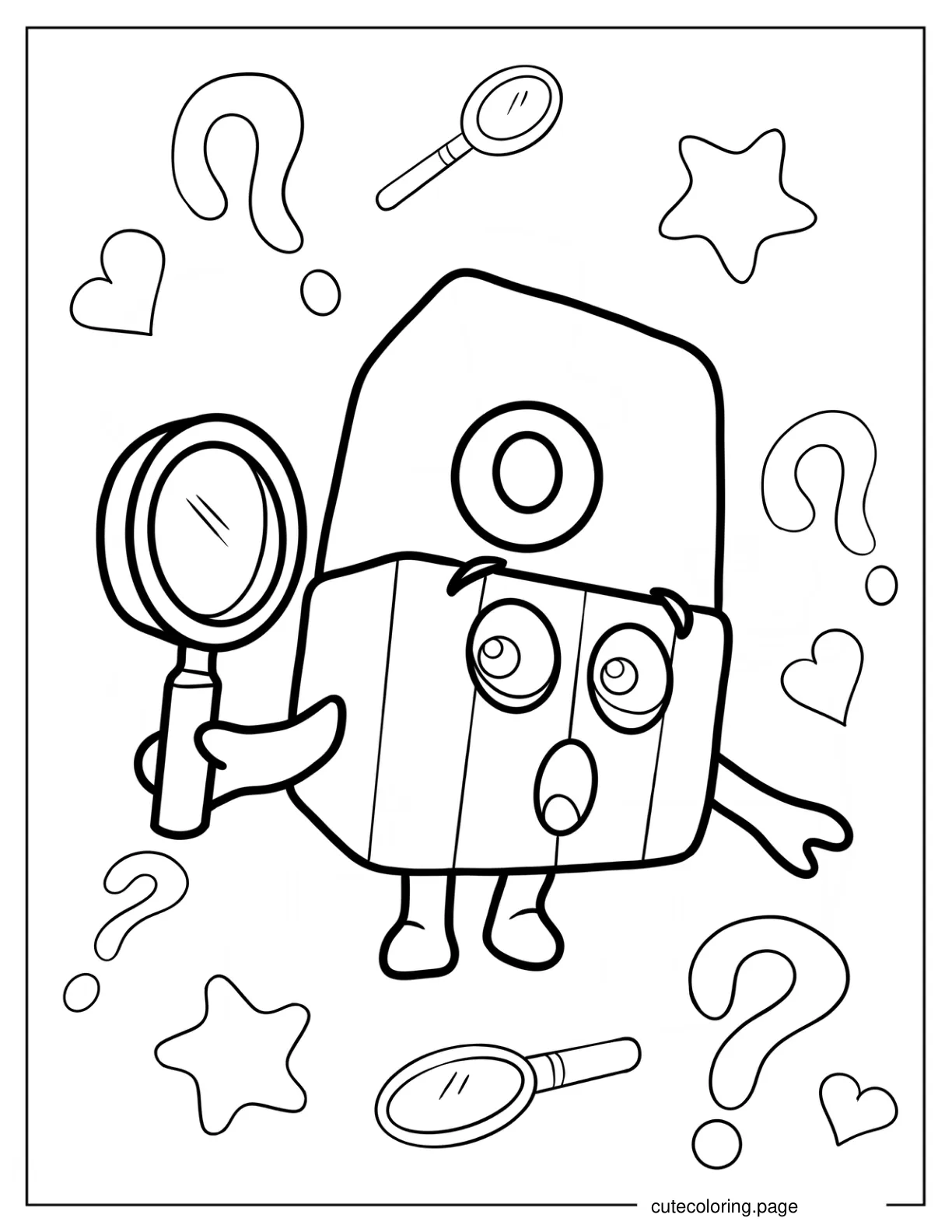 Alphablock O Holding Magnifying Glass Coloring Sheet For Preschoolers coloring page