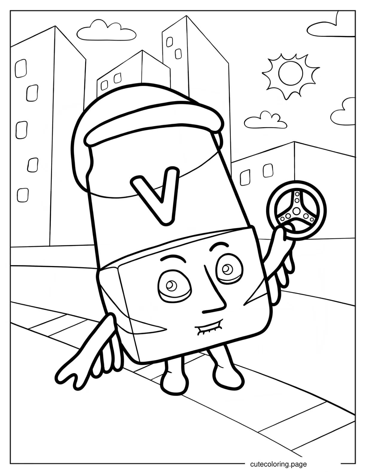 Alphablock V In The City Coloring Sheet For Kids coloring page