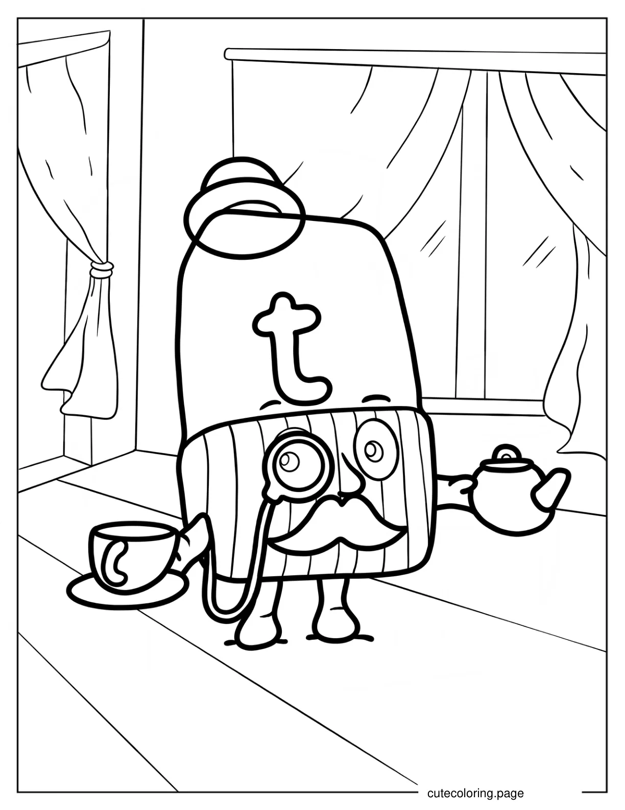 Grandpa Alphablock T Wearing Monocles Coloring Sheet coloring page