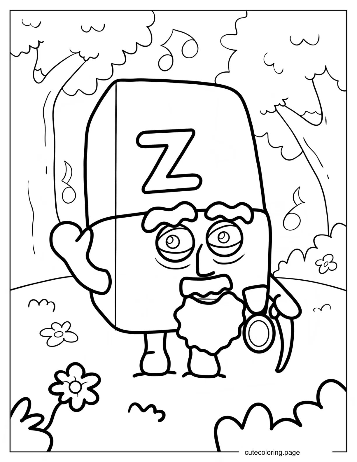 Grandpa Alphablock Z Coloring Sheet coloring page