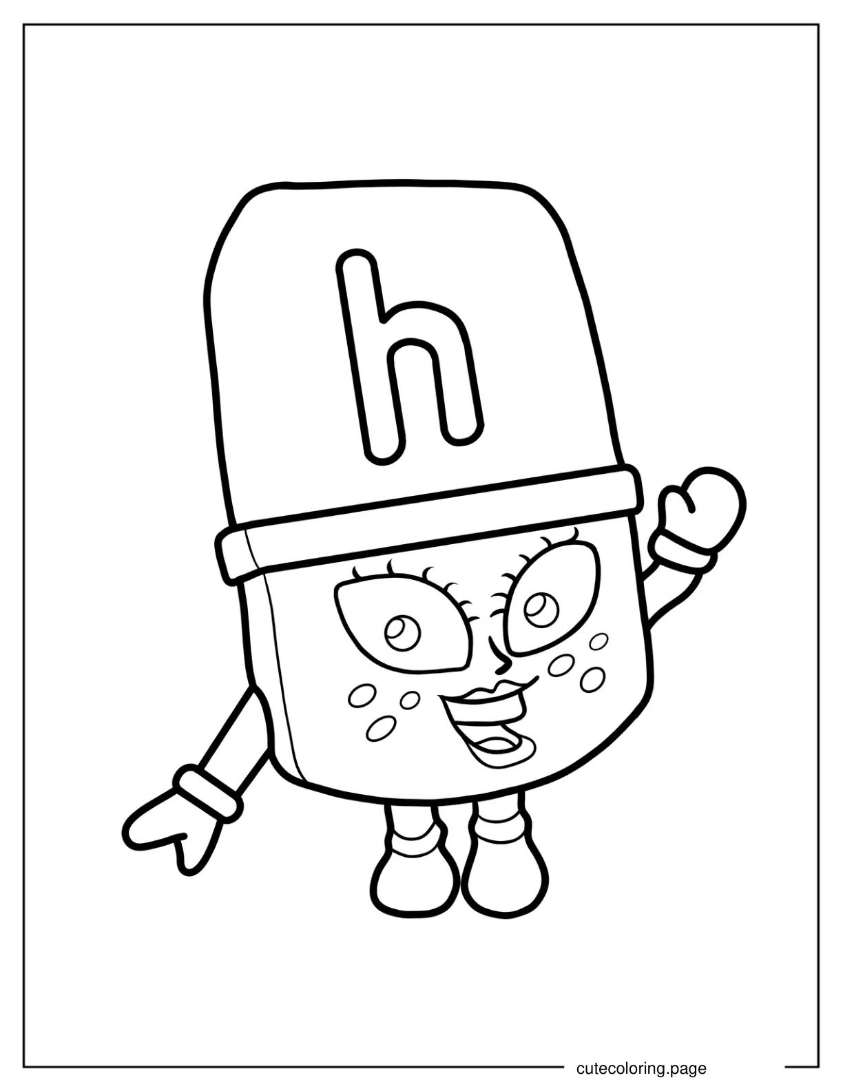 Happy Alphablock H Waving Coloring Sheet For Kids coloring page