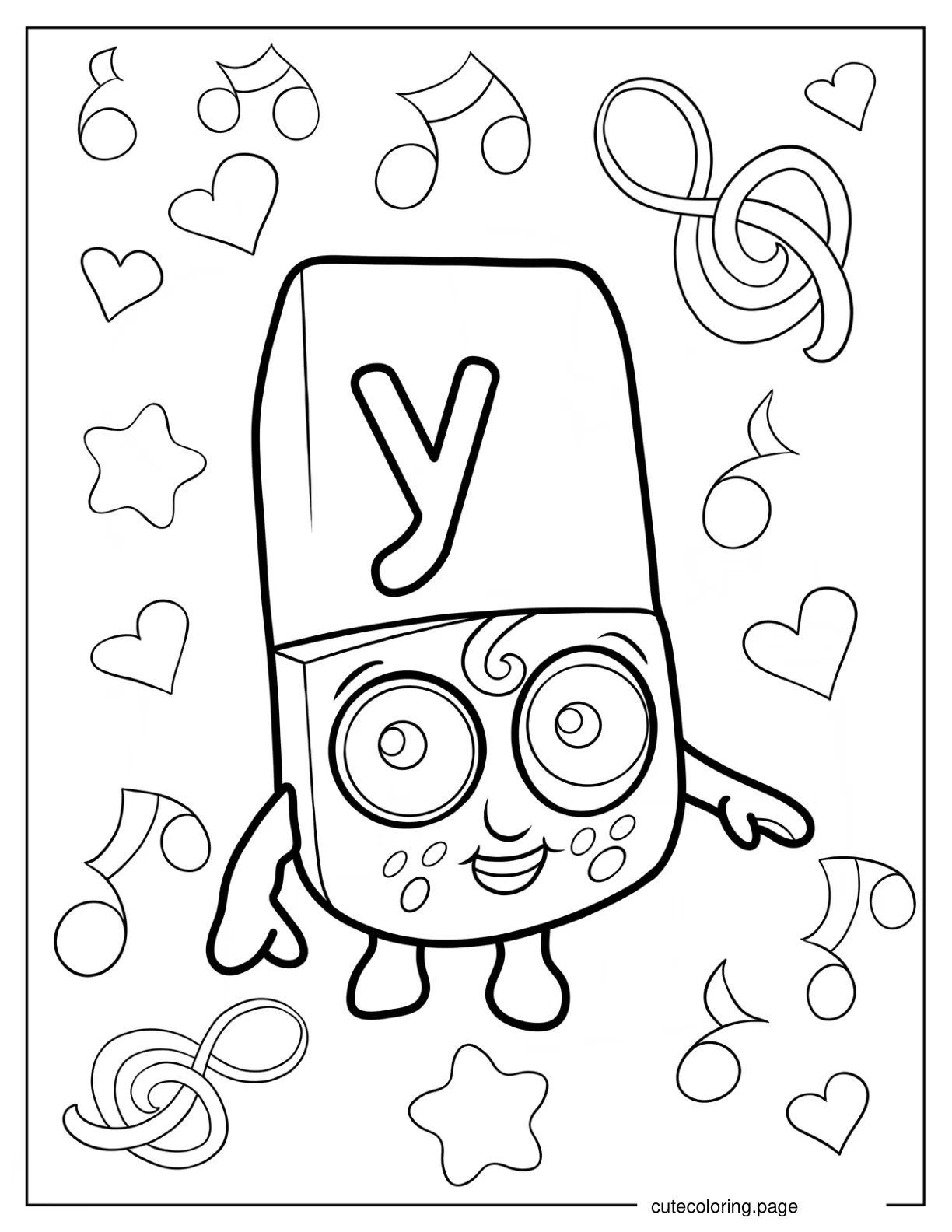 Kawaii Alphablock Y Coloring Page For Kids coloring page