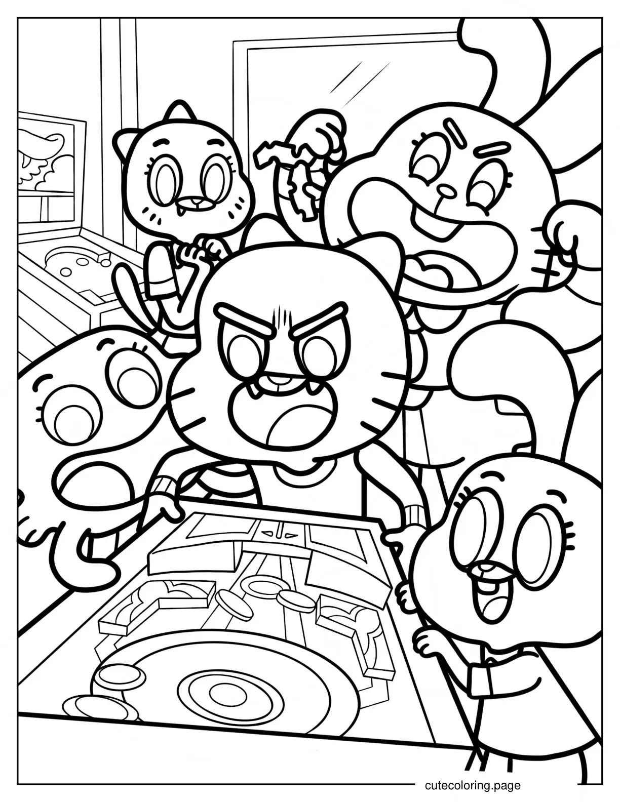 Richard Darwin Anais And Nicole Cheering Gumball coloring page