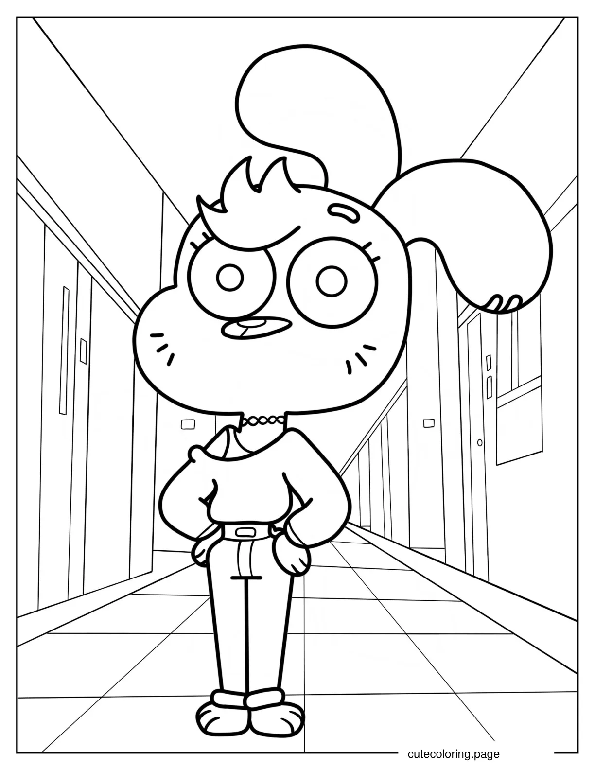 Simple Peggy Watterson In School Corridor Coloring Page coloring page