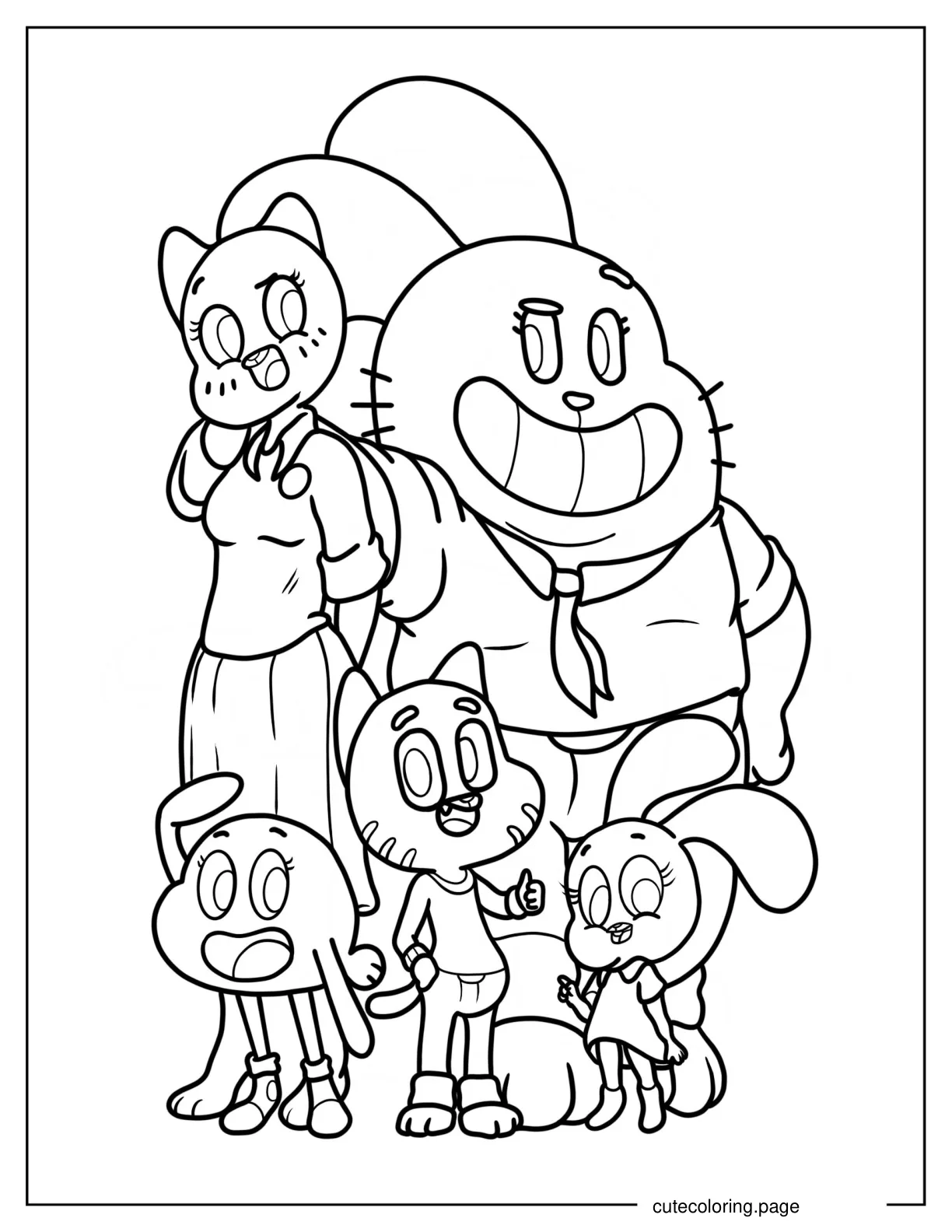 The Amazing World Of Gumball Family Coloring Sheet coloring page