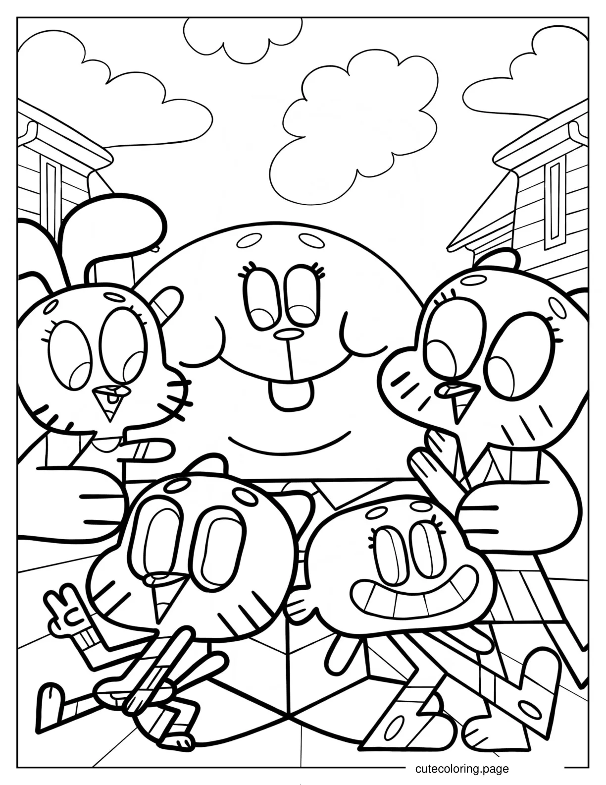 The Amazing World Of Gumball With Richard Nicole Darwin And Anais coloring page