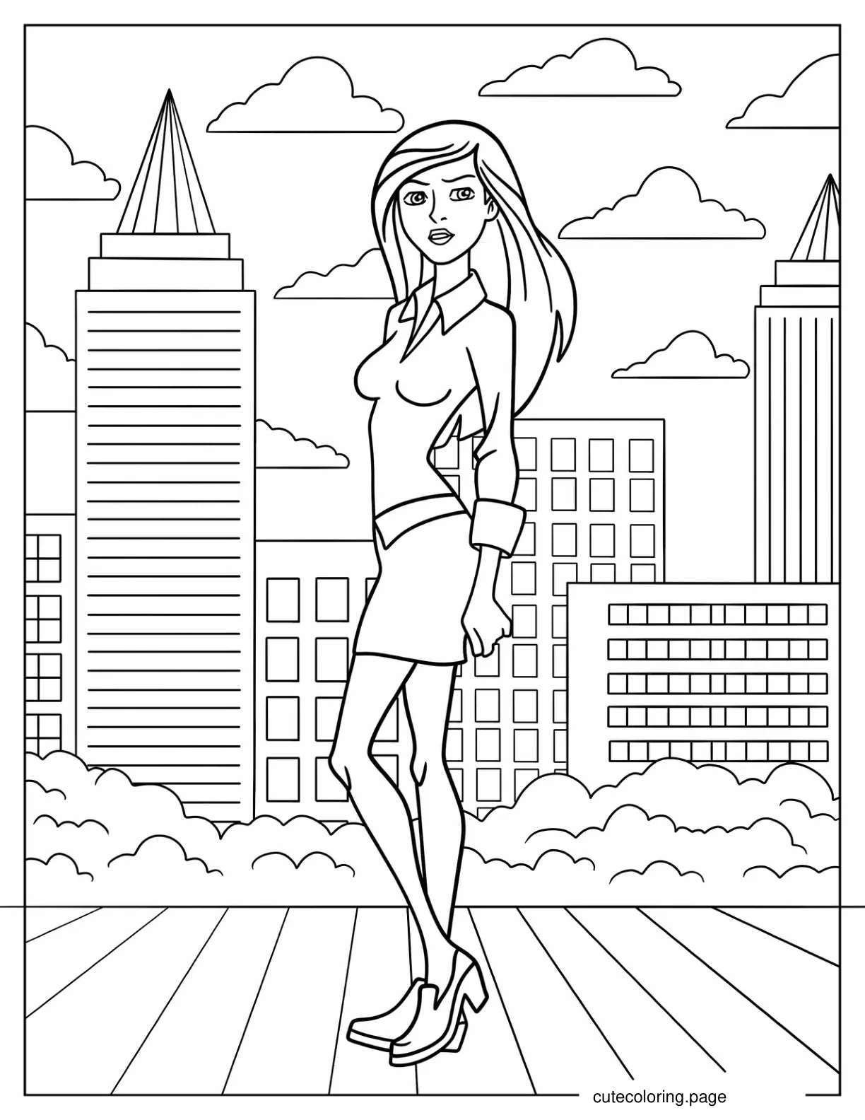 Adult Gwen Tennyson In The City Coloring Page coloring page