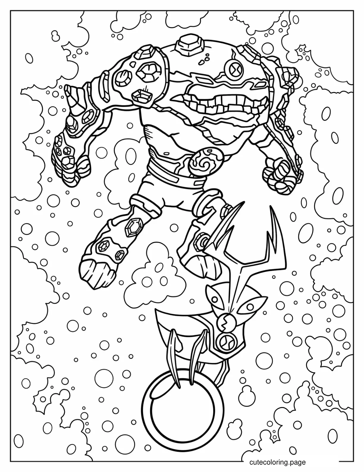 Ben 10 Gravattack With Ballweevil Coloring Page coloring page