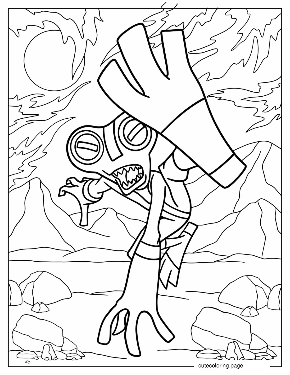 Ben 10 Grey Matter Doing High Kick Coloring Page coloring page