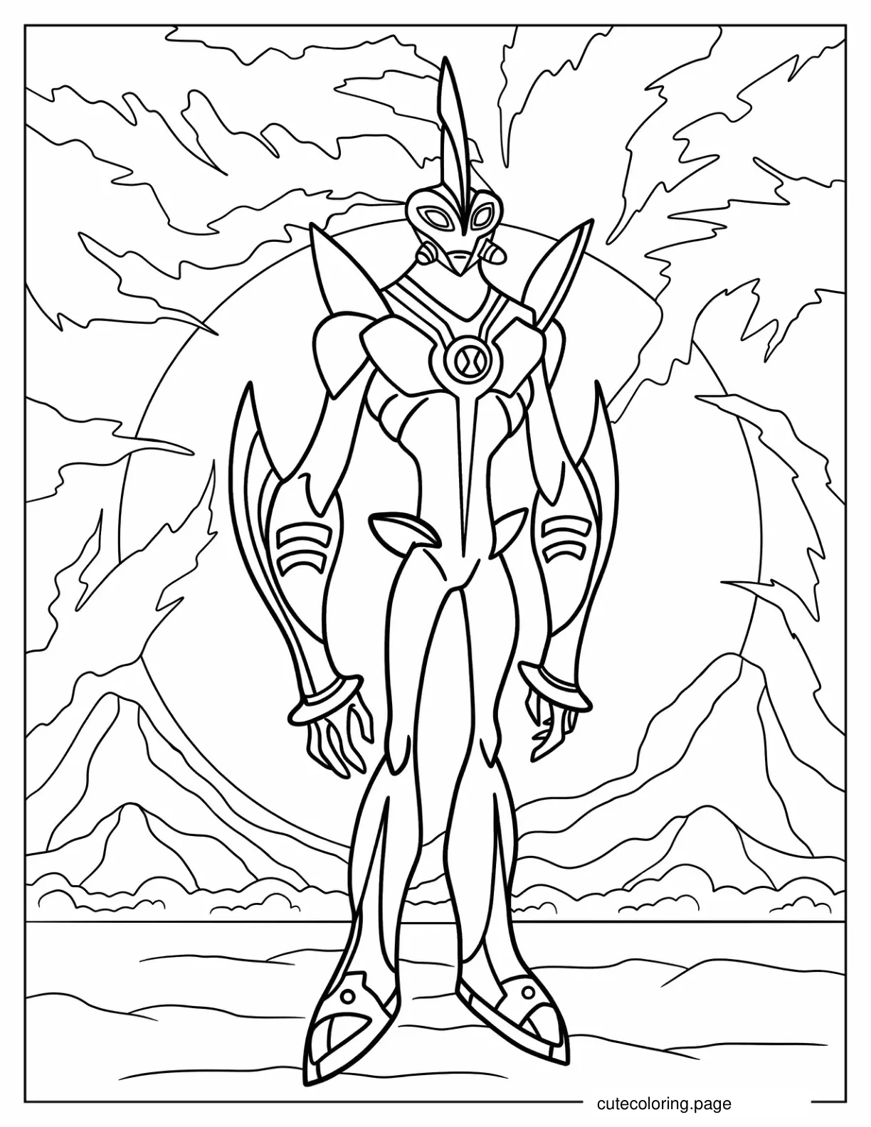 Detailed Ben 10 Way Big Coloring Sheet coloring page