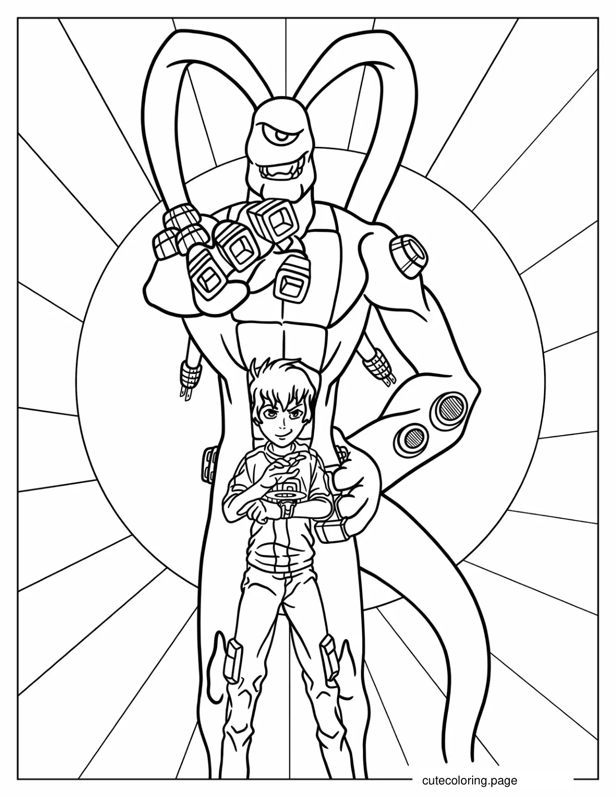 Feedback Alien Standing Behind Ben coloring page