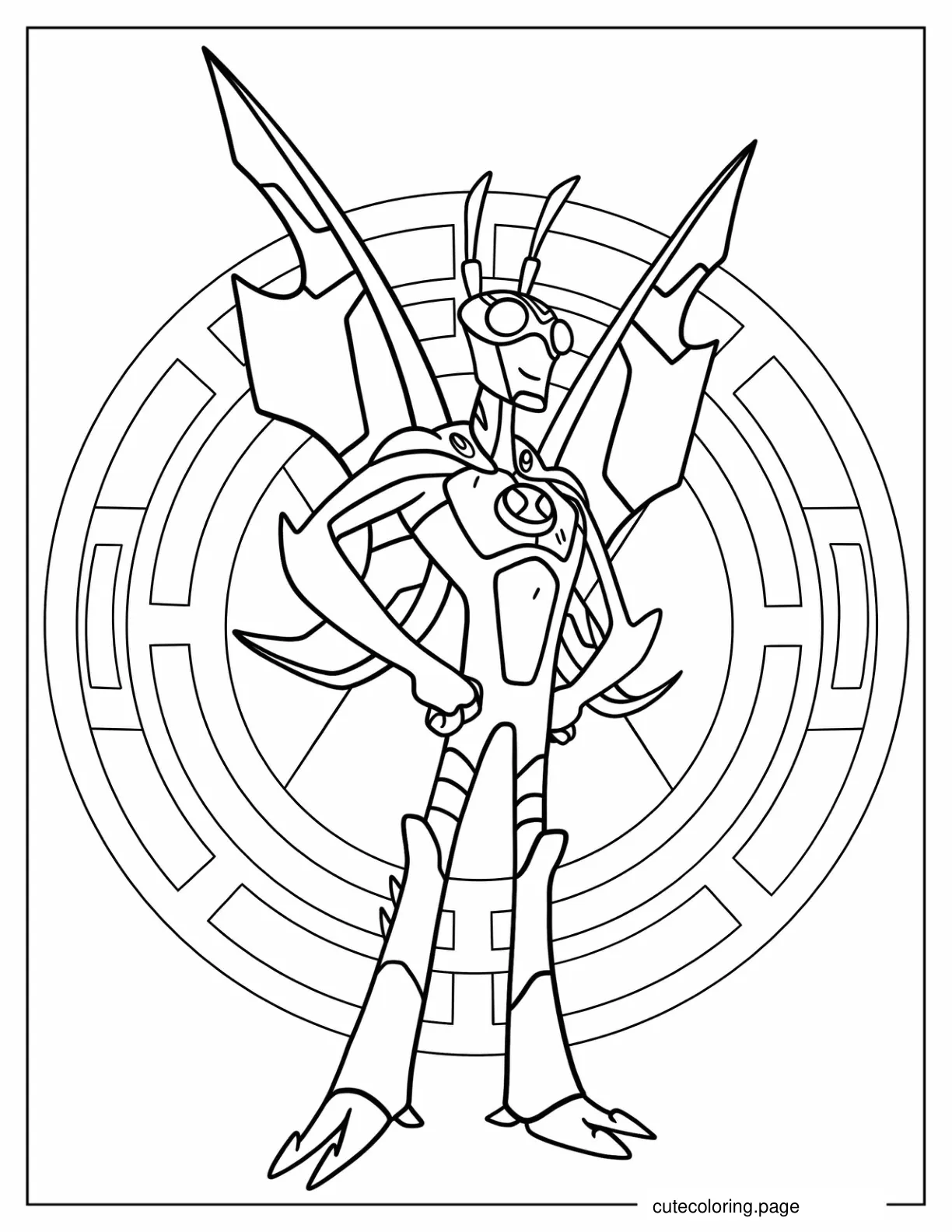 Stinkfly In Front Of Omnitrix Coloring Sheet coloring page