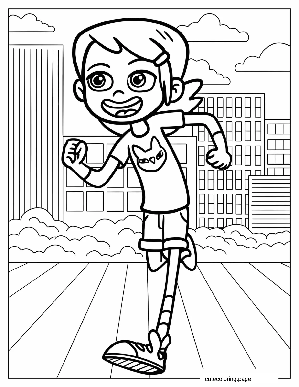 Young Gwen Tennyson Running Coloring Page For Kids coloring page