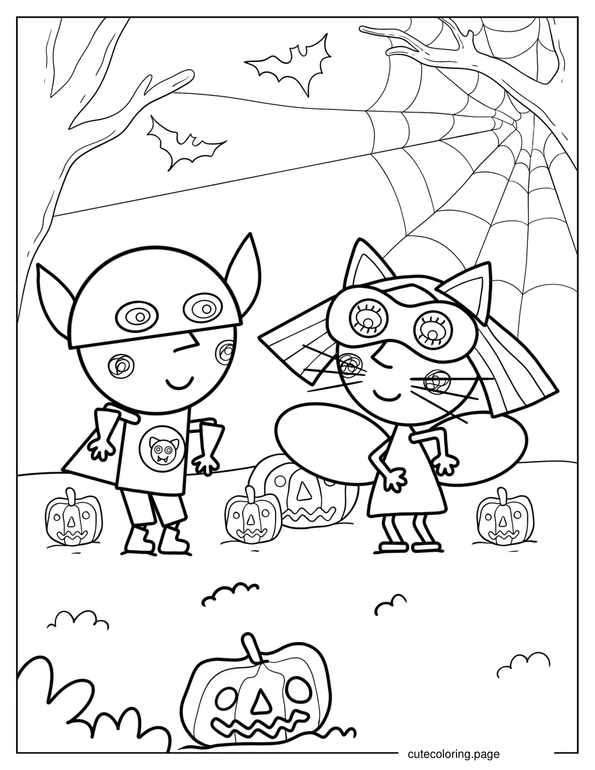 Ben And Holly Trick Or Treating Halloween Coloring Sheet coloring page