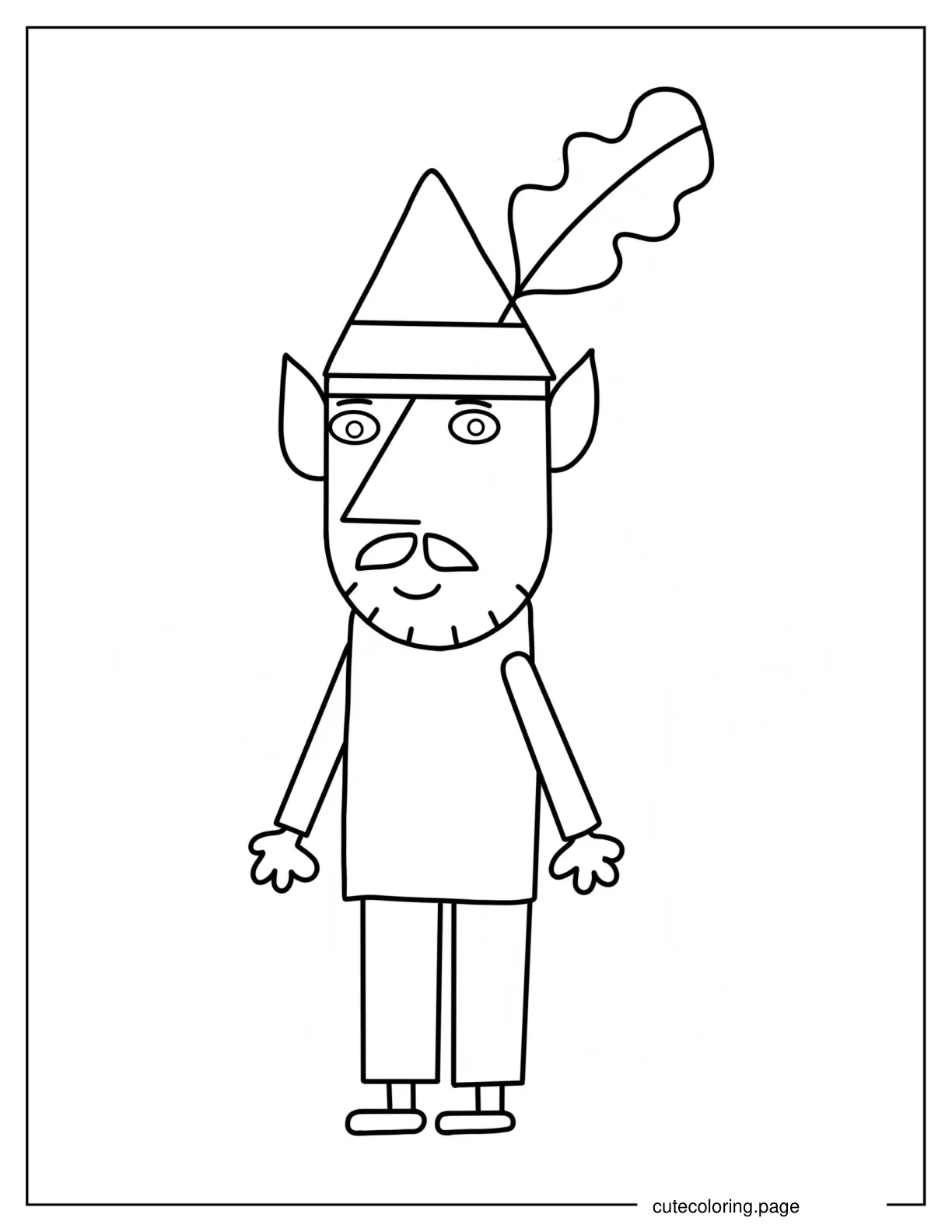 Easy Mister Elf Outline Coloring Sheet coloring page