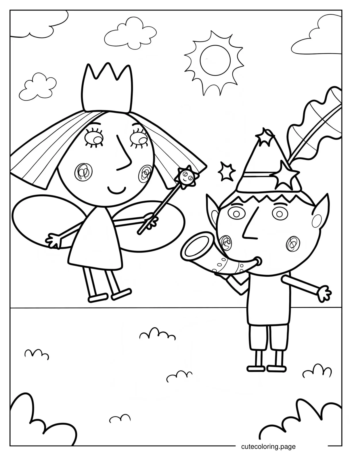 Kawaii Ben And Holly Coloring Sheet For Kids coloring page