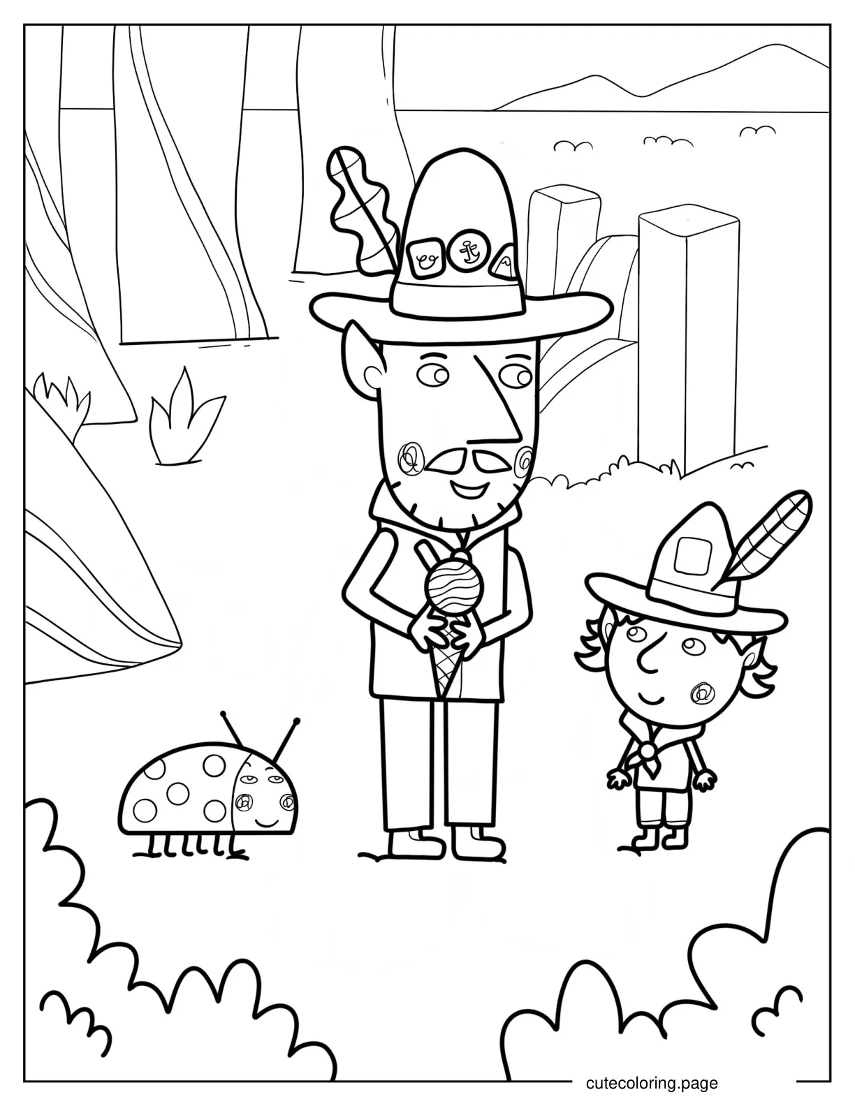 Mister Elf With Barnaby Elf And Gaston coloring page