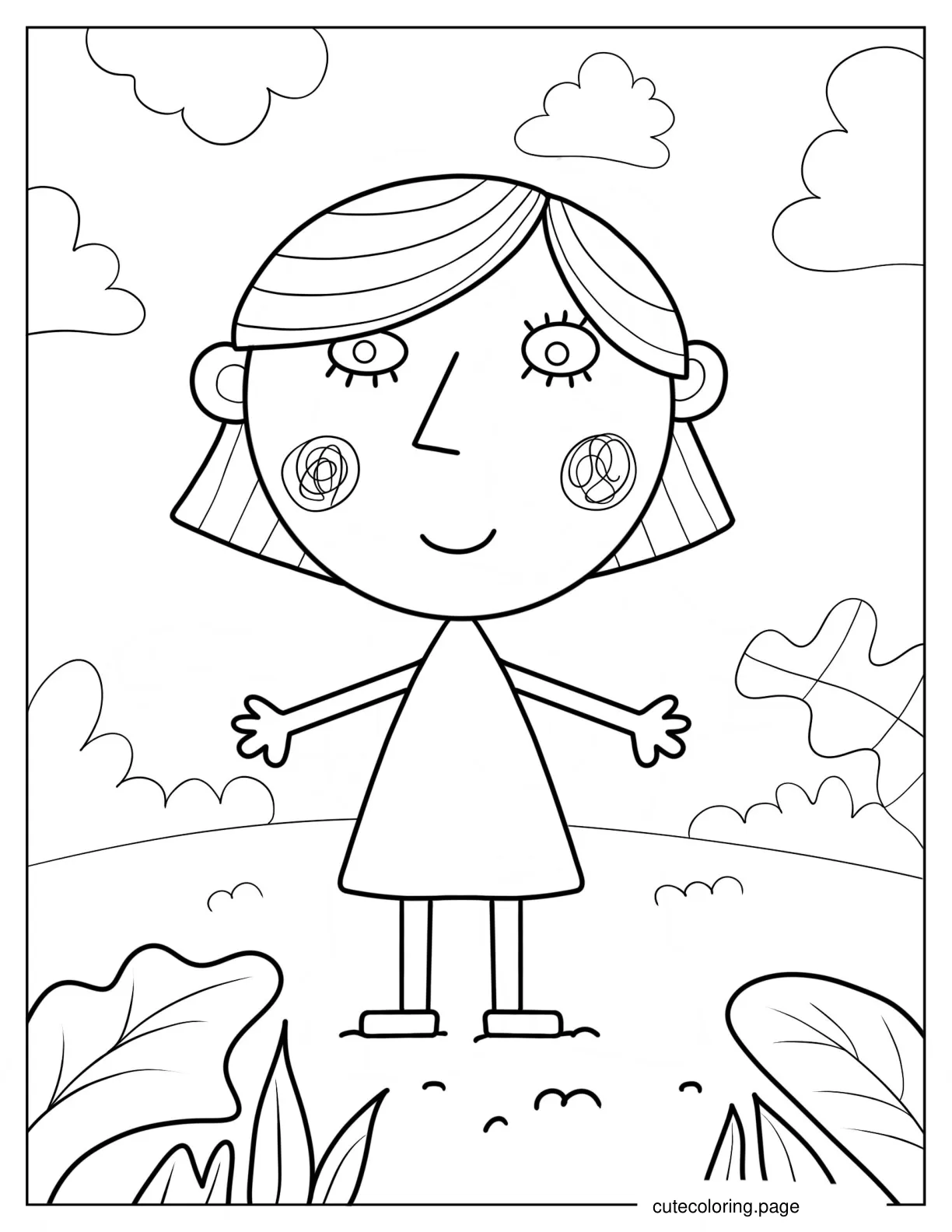 Simple Lucy Big Outline Coloring Page For Preschoolers coloring page