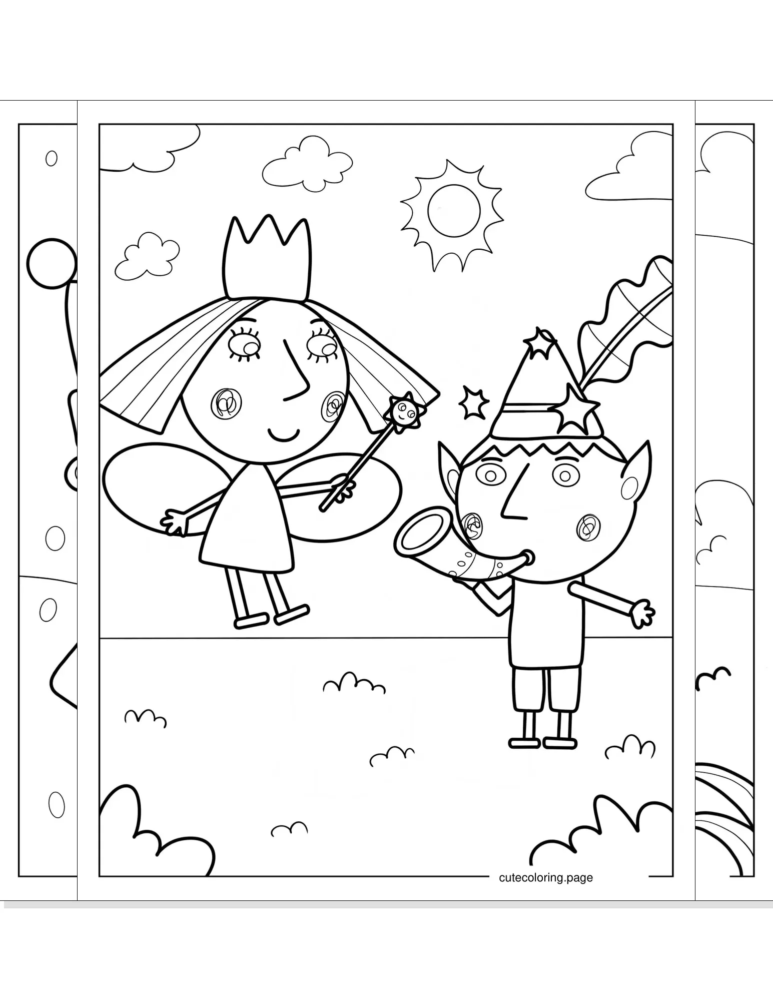 ben and holly coloring pages coloring page