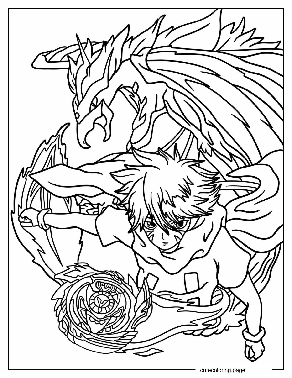 Kai Hiwatari With Beyblade Danzer Coloring Page coloring page