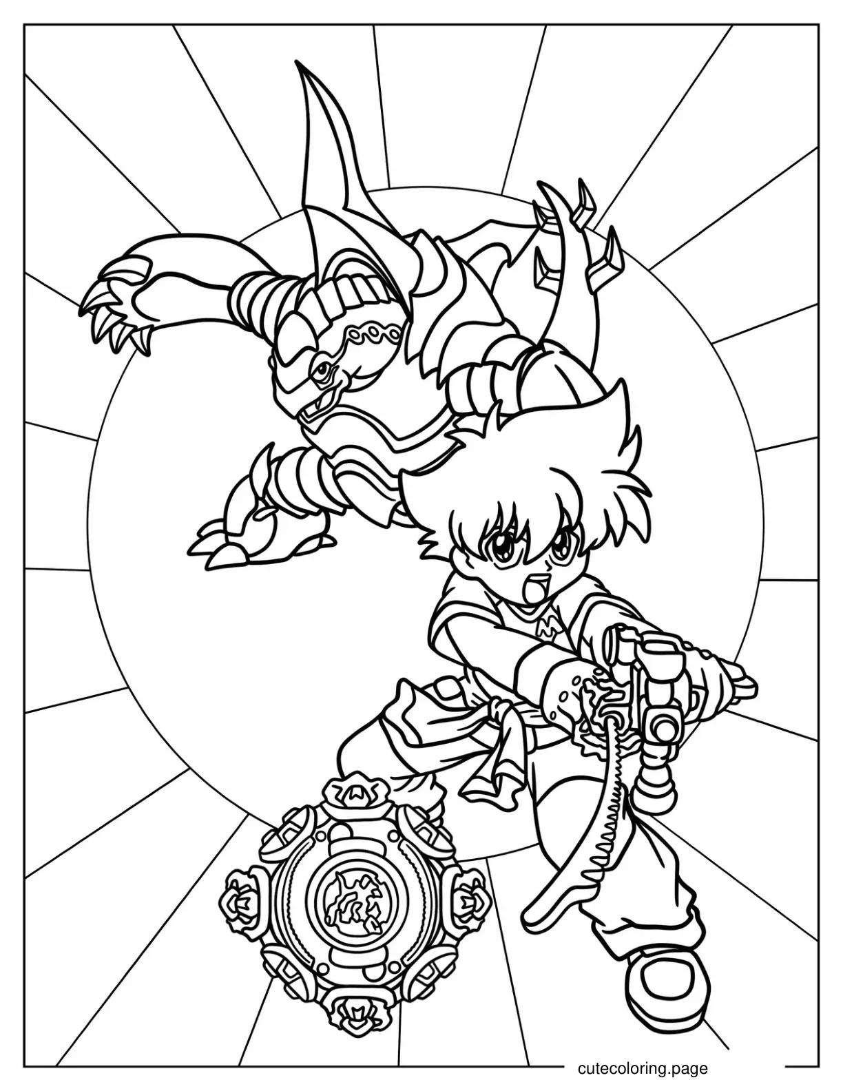 Max Tate With Beyblade Draciel Coloring Sheet coloring page