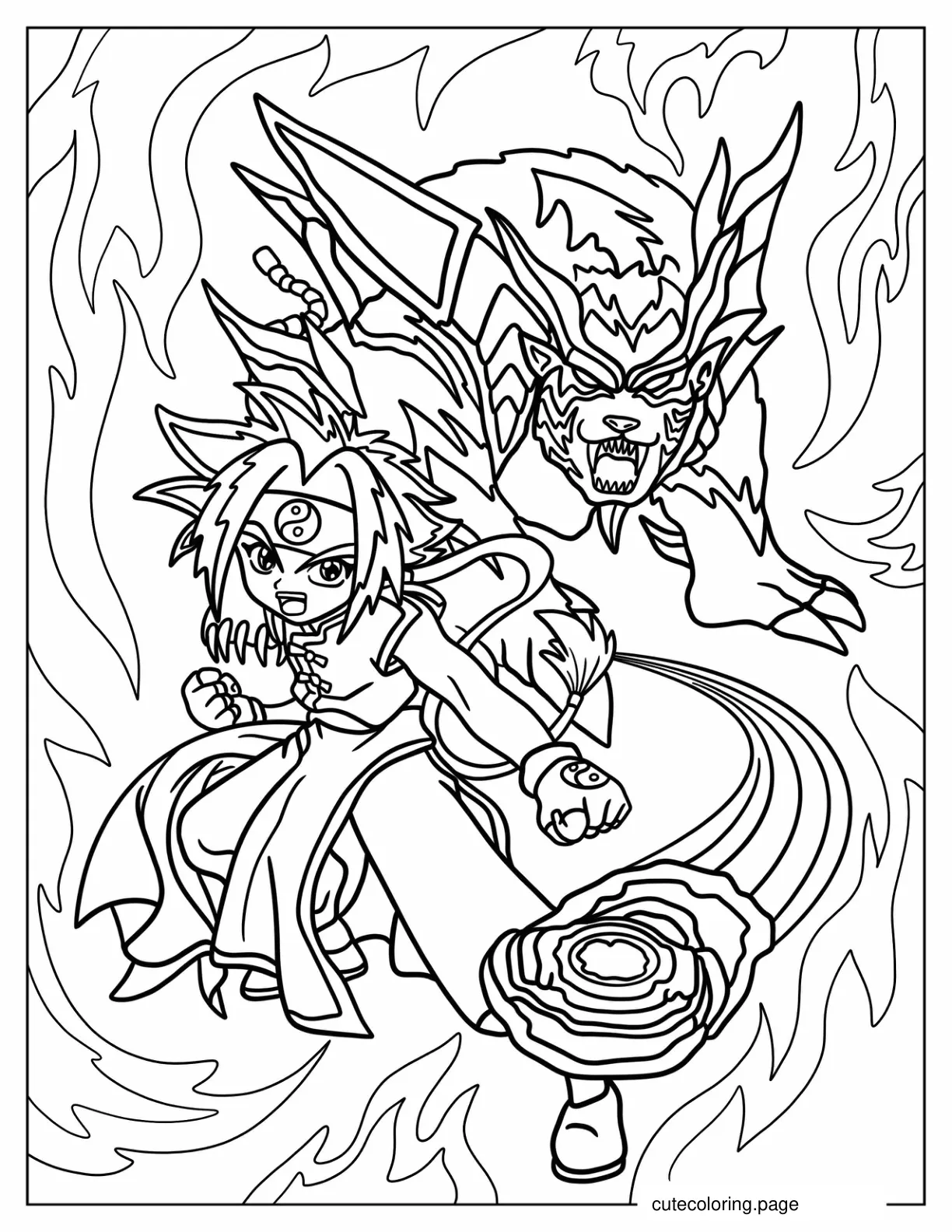 Ray Kon With Beyblade Driger Coloring Page coloring page