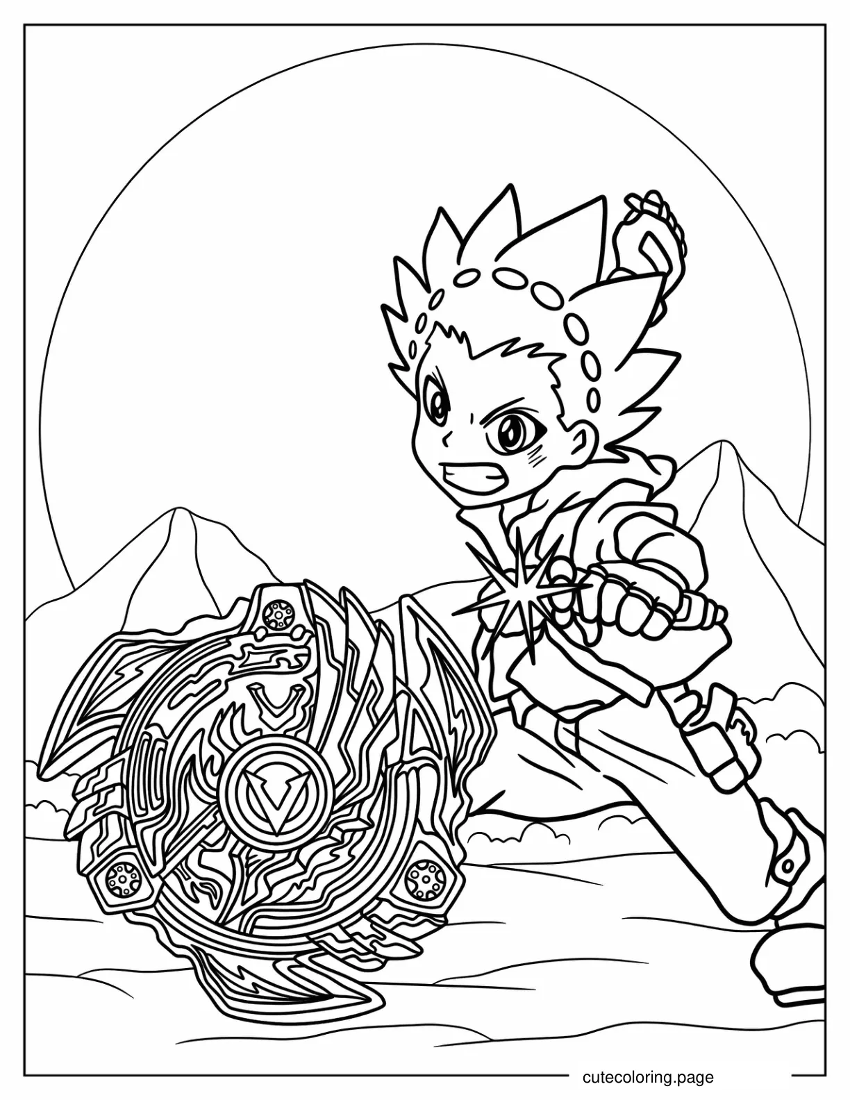 Valt Aoi Launching Beyblade Valtryek Coloring Sheet For Kids coloring page