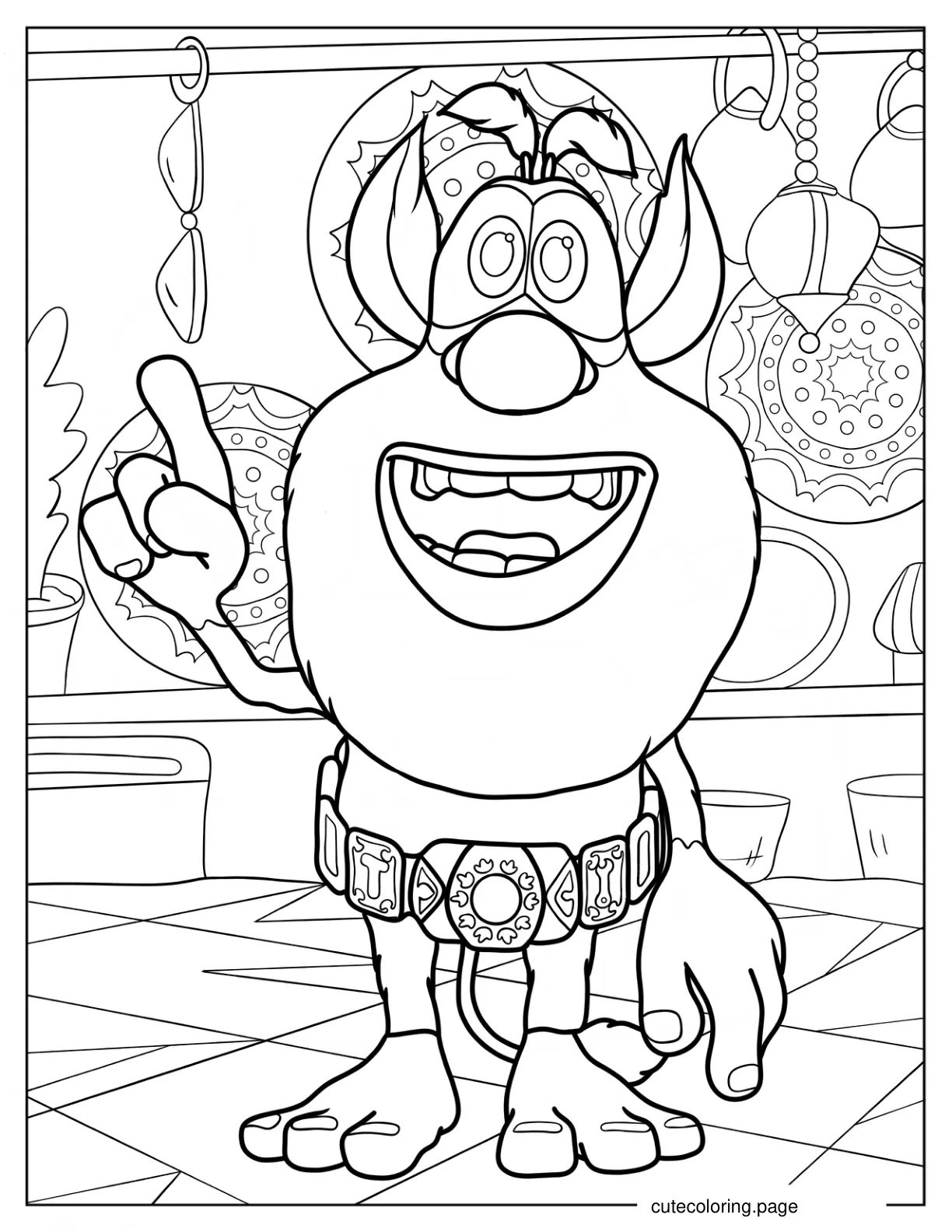 Booba Wearing A Golden Belt coloring page