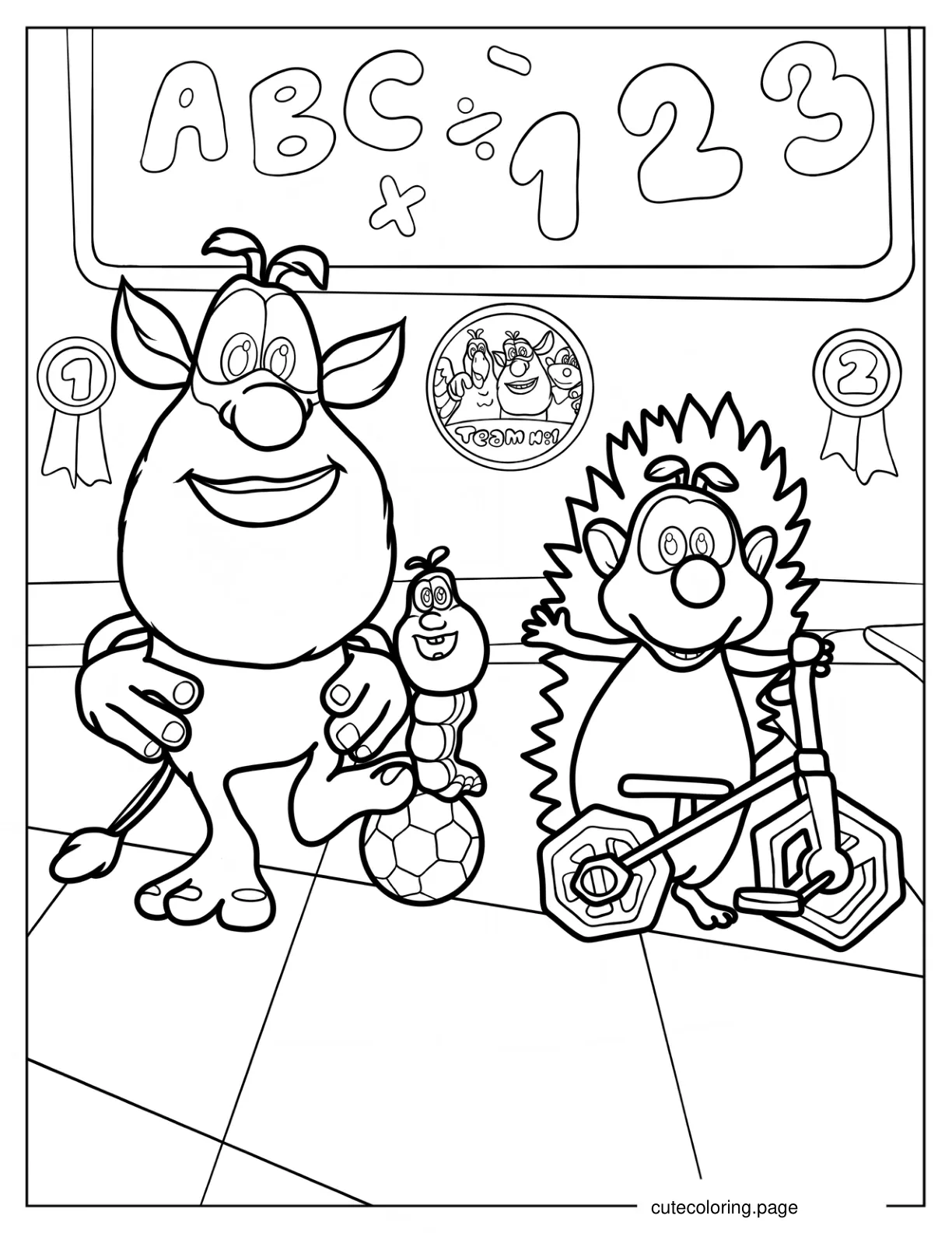 Booba With Dooda And Spike Coloring Sheet coloring page