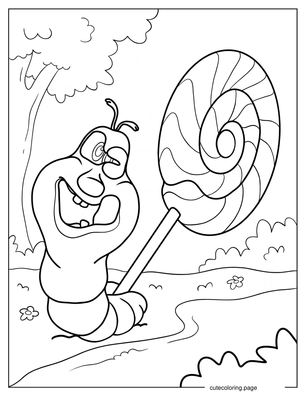 Dooda Carrying A Large Lollipop Coloring Sheet For Preschoolers coloring page