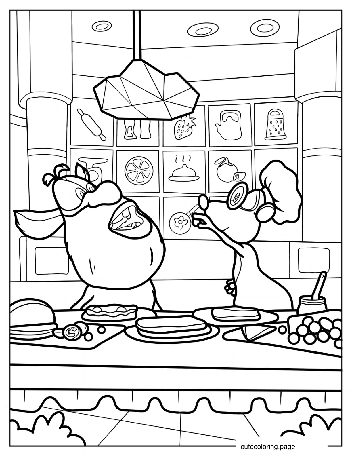 Loola Feeding Booba Coloring Page coloring page