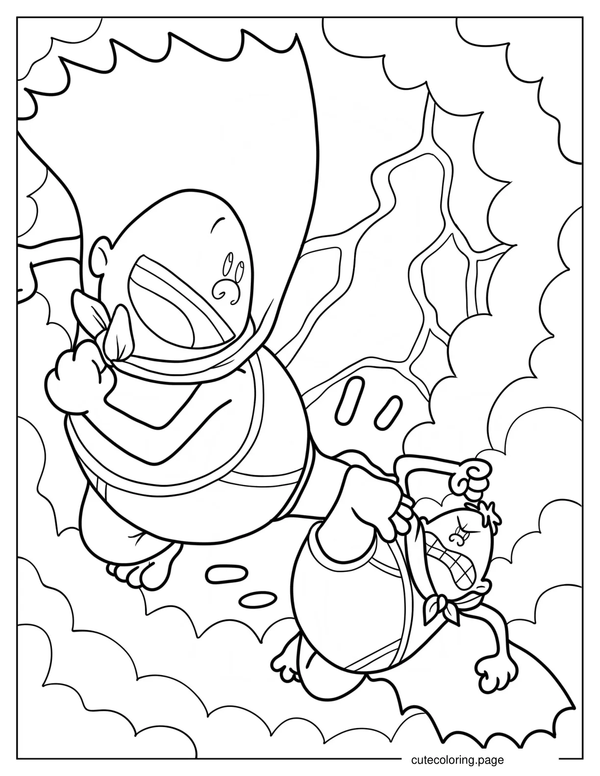 Captain Underpants Fighting Mr. Krupp In The Sky Coloring Page coloring page