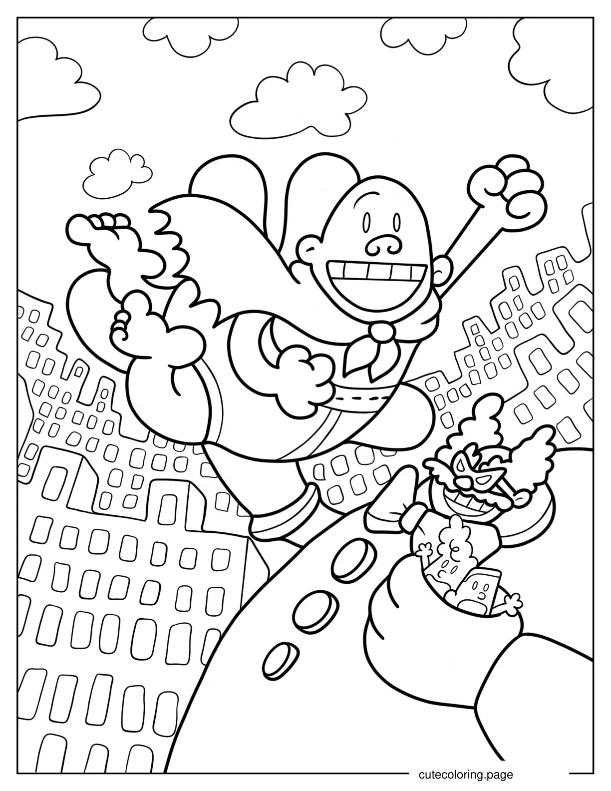 Captain Underpants Fighting Tippy Tinkletrousers Coloring Page coloring page