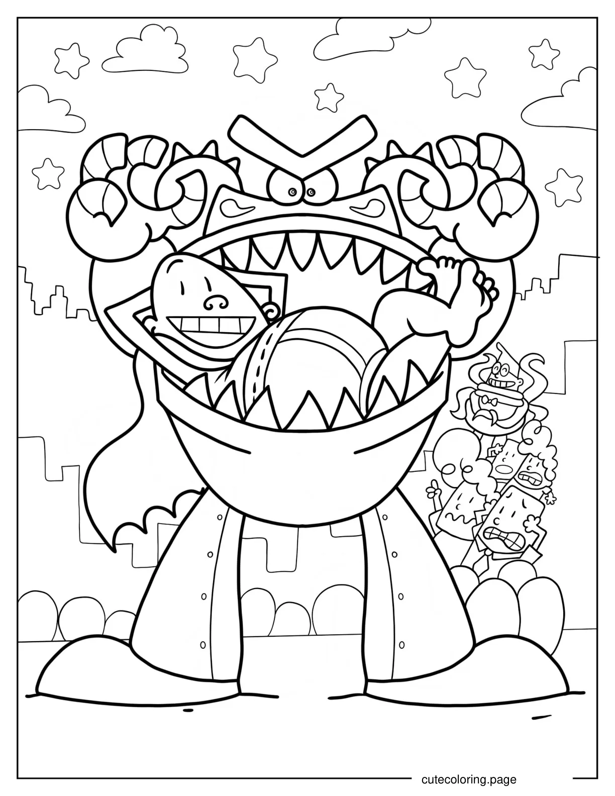 Captain Underpounts Inside The Mouth Of Turbo Toilet coloring page