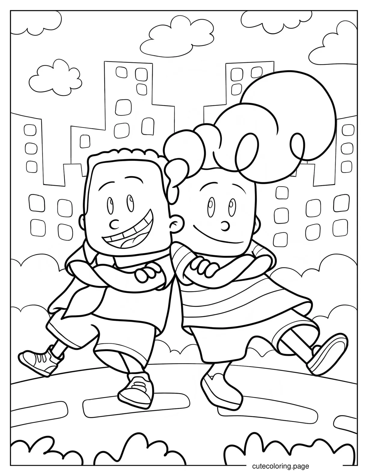 Harold And George Back to Back Coloring Page For Preschoolers coloring page