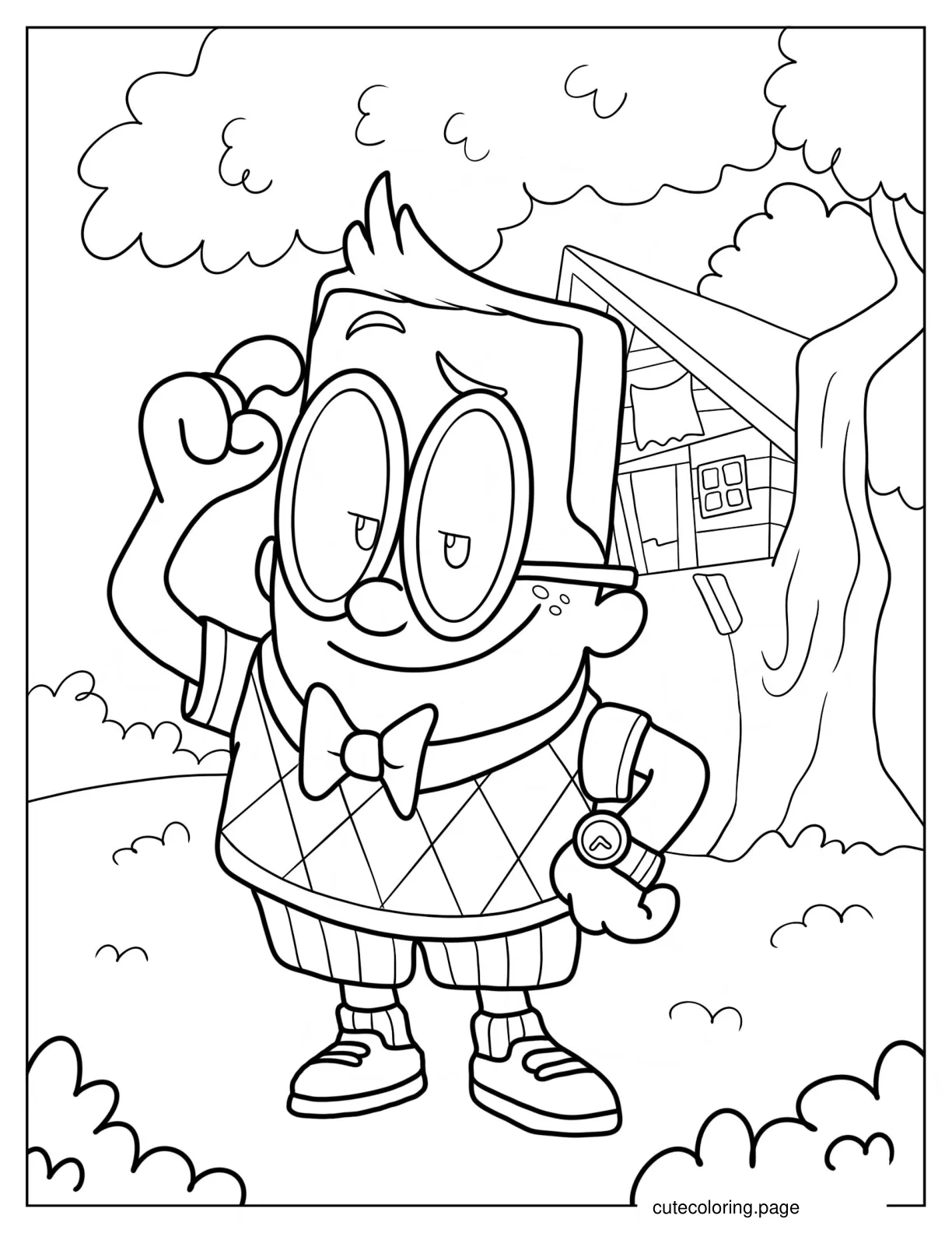 Melvin Sneedly Standing Outside Of Treehouse coloring page