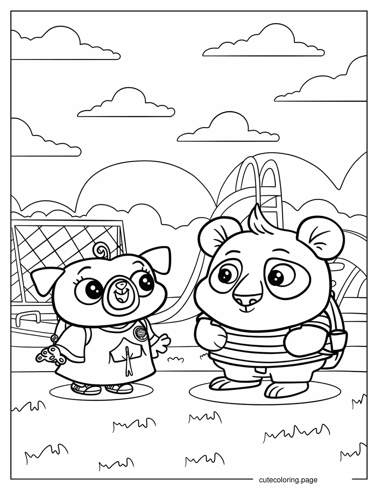 Chip And Nico In The Playground coloring page