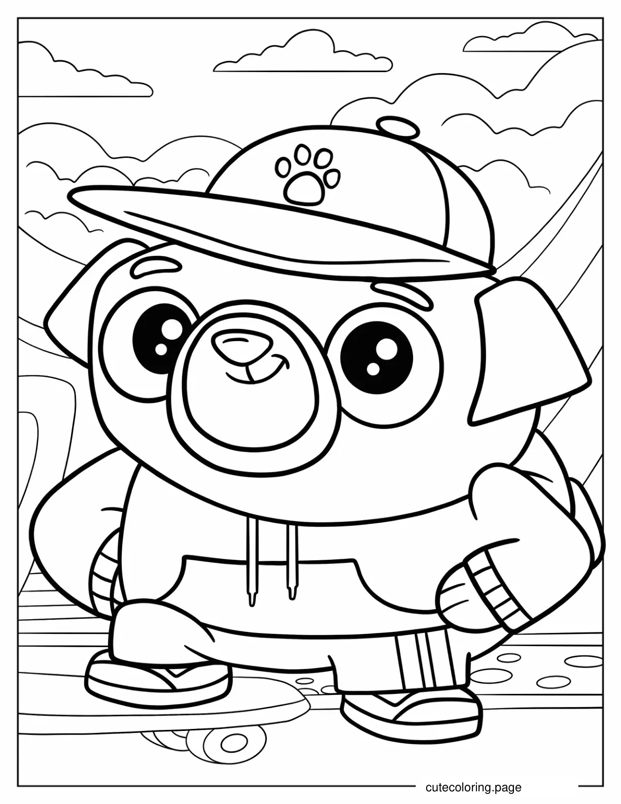 Chip In A Cap And Hoodie Coloring Sheet For Kids coloring page