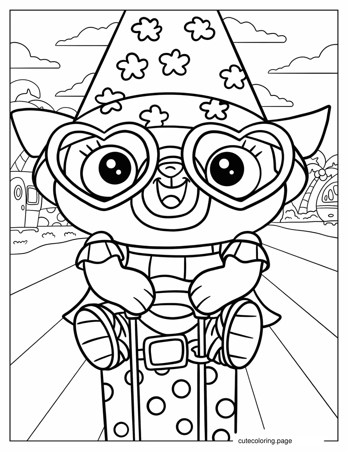 Chip Wearing Heart Sunglasses And Wizard Hat Coloring Page coloring page