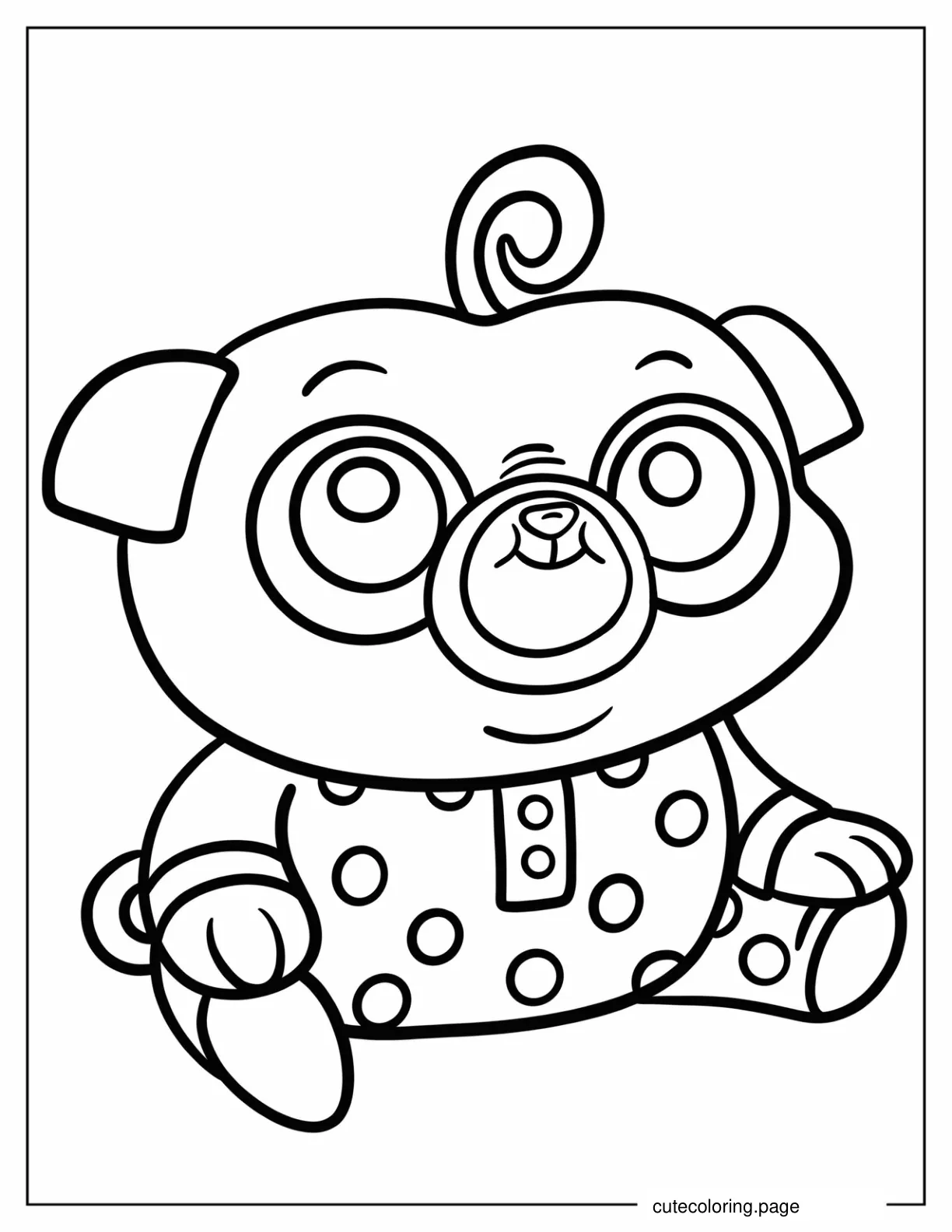 Kawaii Baby Chip In Polka Dot Pajama Coloring Sheet For Preschoolers coloring page