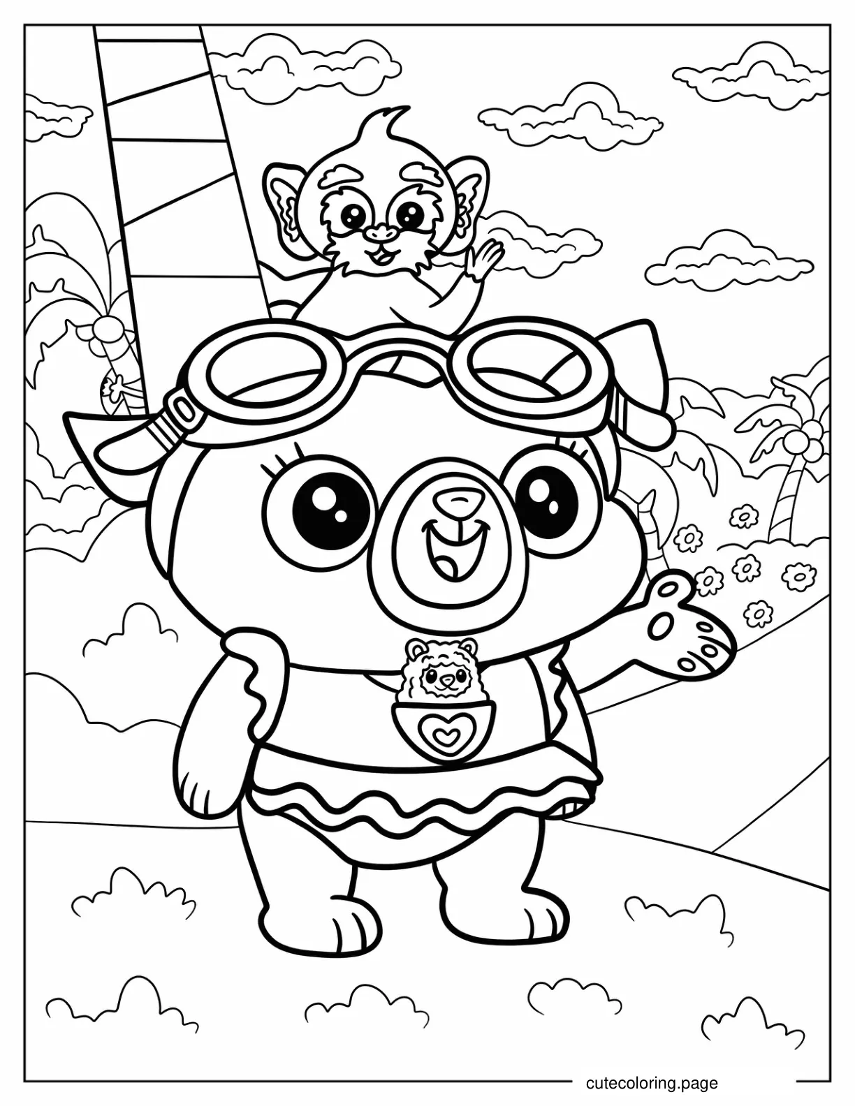 Tamarin Monkey With Chip And Potato coloring page