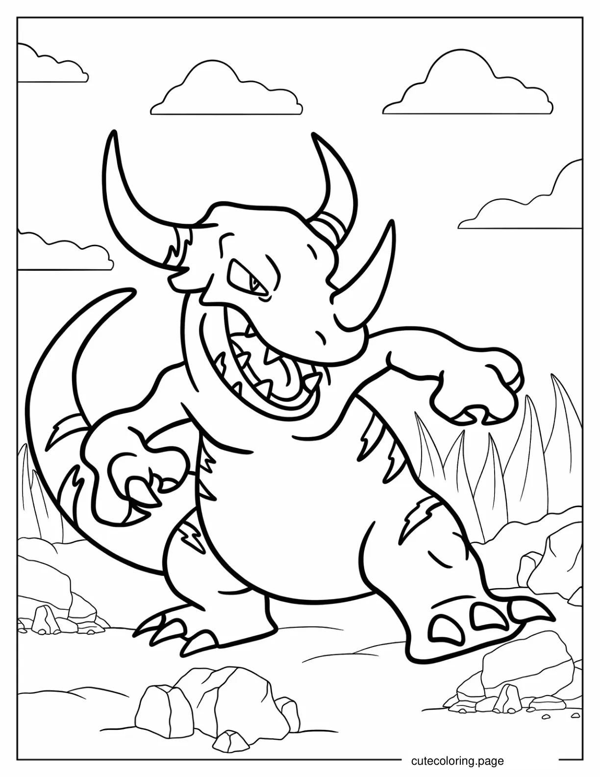 Angry Greymon Coloring Sheet For Kids coloring page