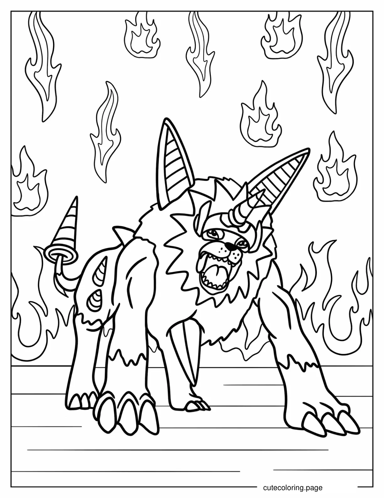 Digimon Dorulumon Roaring With Flames coloring page