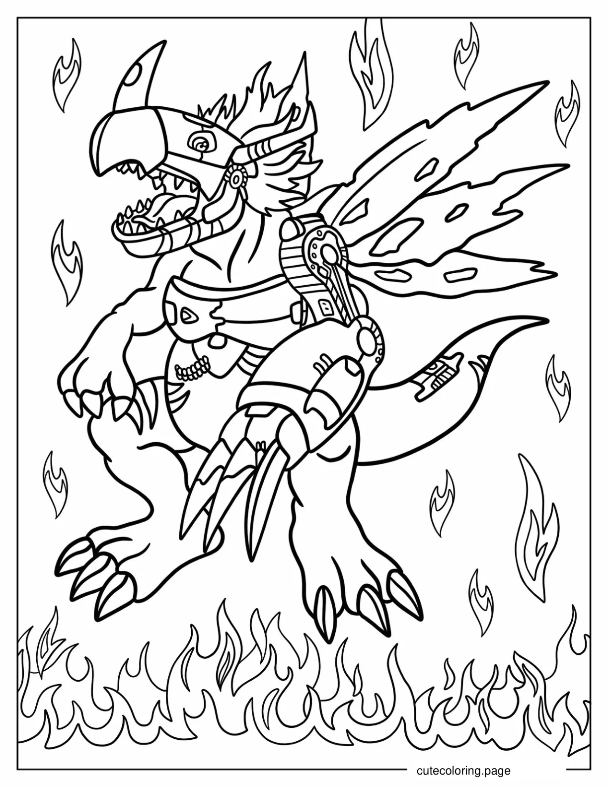 Digimon Metalgreymon Roaring Coloring Page coloring page